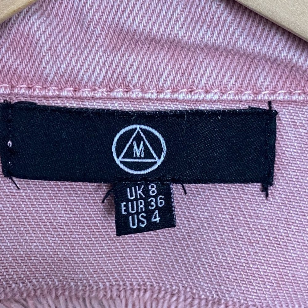 Missguided Mauve Pink Ripped Distressed Boyfriend Jean Jacket, sz 4, EUC - Picture 7 of 8